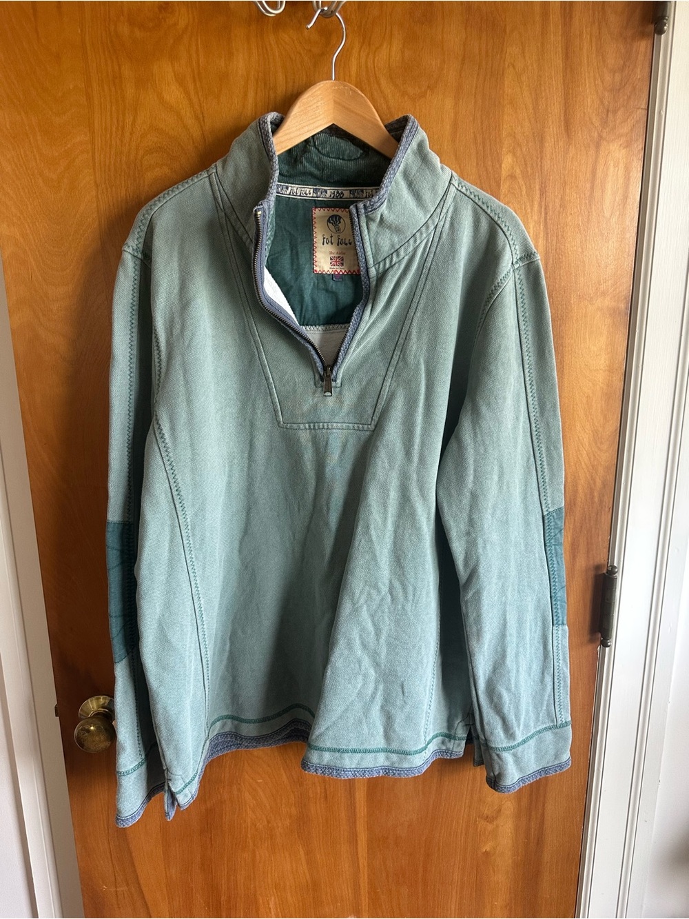 Fat Face Teal Half-Zip Pullover canvas shirt